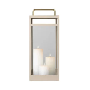 cozy living lanterne i beige med glas og messing