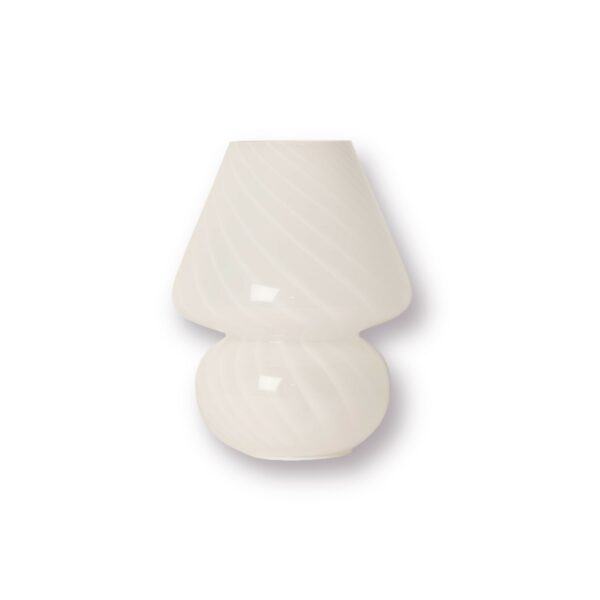 lille bordlampe i hvidt glas